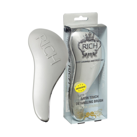 RICH Pure Luxury Satin Touch Detangling Brush Silver Metallic